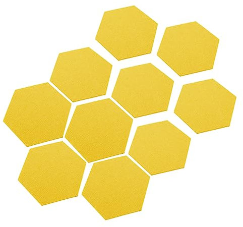 KAILIKETIY 10pcs Hexagon Felt Wall Tiles Self Adhesive 14X12Cm Acoustic Panels for Office Bedroom Living Room Diy Decoration Yellow Felt Notice Boards