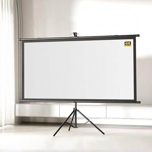Schermo per proiettore in fibra di vetro con treppiede, 60, 72 4K HD, schermo di proiezione a installazione rapida, portatile, 4:3, 16:9, pieghevole, antipiega, perfetto per home cinema, studi, cort
