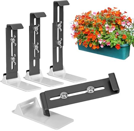 Generisch Blumenkastenhalterungen | Bohrfrei Montierbare Blumenkastenhalterungen - 4er Set Mit Verstärkter Bodenhalterung Für Balkon Fensterbänke Garten