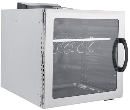 Loobiiny Déshydrateur alimentaire en acier inoxydable - 42,5 l - Armoire sèche avec 20 crochets - Avec bac d'égouttement d'huile - Armature suspendue - Écran LED - Pour viande, fruits