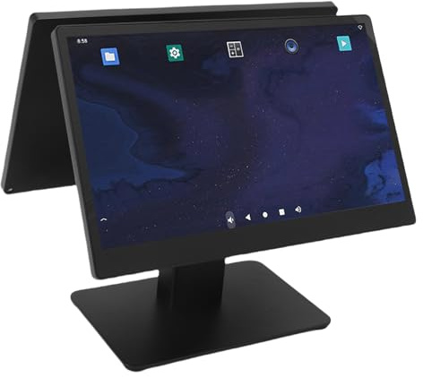 Marhynchus Registrierkasse 15,6 Zoll Touchscreen Pos Monitor FHD Auflösung 2 GB RAM 32 GB ROM BT5.2 WLAN LAN für Einzelhandelsrestaurants Bar (EU-Stecker)