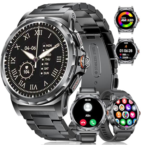 LIGE Smart Watches for Men Answer/Make Calls, 1.43 AMOLED Smartwatch, 110+ Sport Modes Fitness Watch with Heart Rate/Sleep Monitor, 40mm Watch for Android iOS Phones compatible, Black