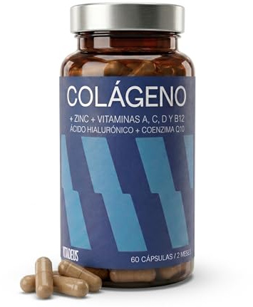 Colágeno Hidrolizado en Cápsulas con Ácido Hialurónico, Coenzima Q10, Zinc y Vitaminas C A D B12 – 60 Cápsulas, 2 Meses – Para Piel, Articulaciones, Huesos y Cabello – Vitadeus