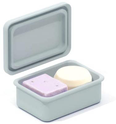 PAVSTINE Silicone Boite Savon Voyage avec Couvercle, Gris