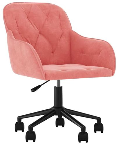 HETFTJN Bürostuhl Drehbar Rosa Samt - Eleganter Schreibtischstuhl Höhenverstellbar, Komfortabler Drehstuhl mit Rollen für Home Office und Arbeitszimmer, Polstersessel Belastbar bis 110 kg