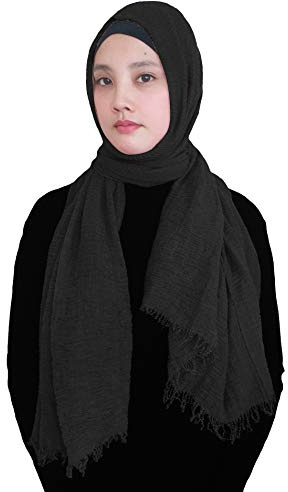Lina & Lily Damen Muslim Hijab Kopftuch Schal Crash Fringes in verschiedenen Farben