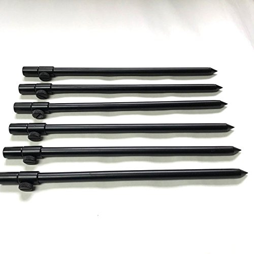 Lot de 6 cannes de pêche à la carpe en aluminium Noir 30-50 cm