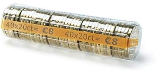 CECONCEPT Münzcontainer - 100 Stück, 0,20 Euro, Durchsichtig, Glatt, Kunststoff, Münzhüllen-Packung