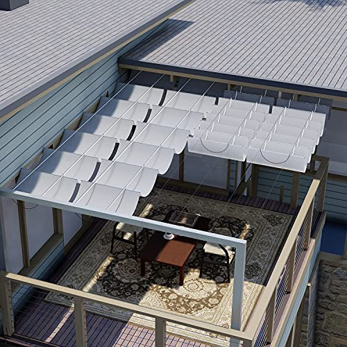 E&K Sunrise - Copertura per pergola, 90 x 40 cm, retrattile, per esterni, per patio, giardino, cortile, graticcio (grigio chiaro)