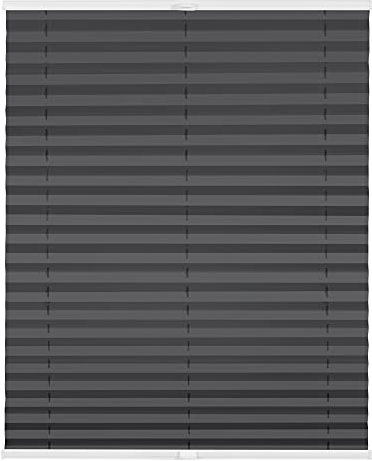 Lichtblick Plissee Klemmfix nach Maß, ohne Bohren, verspannt, Hitzeschutz, Blickdicht, Made in Germany, Thermoplissee - Anthrazit 80 cm x 130 cm (B x L)