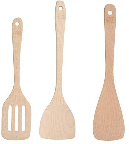 Spatule en bois, 3Pcs/Set Pelle frite sans collage Cuisine Ustensiles Outil de cuisson pour la cuisson Cuisson Friture Faire des gâteaux et du riz