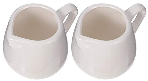 Piccola Brocca in Ceramica da 100ml con Manico, Set da 2 Pezzi | Beccuccio Antigoccia, Presa Confortevole, Bianco, Stile Semplice e Chic, per Salse e Latte