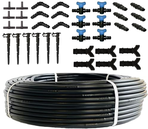 UZMAN Bewässerungssystem Tropfschlauch bewässerung Perlschlauch Tropfrohr 16 mm Gartenbewässerung Gartenschlauch (100 Meter + 36 Set)