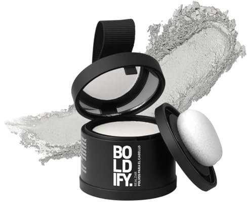 BOLDIFY Retocador de raíces en polvo – Cubre Canas Mujer y Hombre 24 Horas – Maquillaje Capilar Resistente al agua, No Mancha 4g (Blanco)