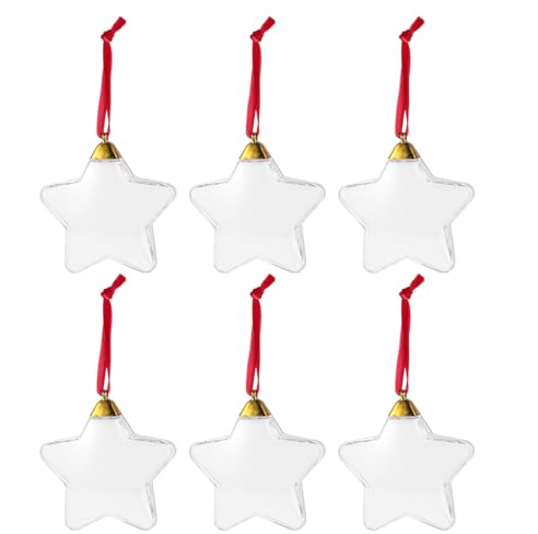 NOLITOY 6Pcs Weihnachten Foto Ornament Klar Stern Ball Ornamente Weihnachten Einzelnen Bild Rahmen Baum Hängen Anhänger für Urlaub Partei Liefert, 9 × 8,5 cm