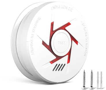 Ruan 10-Year Lifespan Photoelectric Smoke Alarm with Test Button – 5 Years Battery-Powered Fire Detector, Easy Installation, 1 Pack for Home & Office Safety