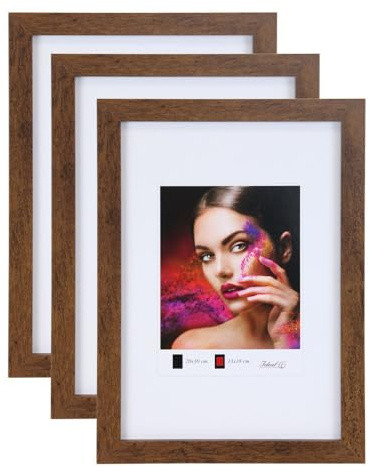 IDEAL TREND 2er 3er 5er Set Holz Bilderrahmen Lifestyle Plexi Foto Rahmen Collage Wanddeko Poster HR-25: Farbe: 3er Pack Braun | Format: 50x70