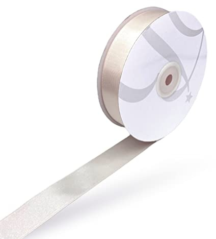 Nastro Doppio Raso 25mm X 50 Metri per Artigianato, Natale, Decorazioni, Adatto Per confezionare Regali, Feste di Compleanno, Matrimoni, Bomboniere (Panna)
