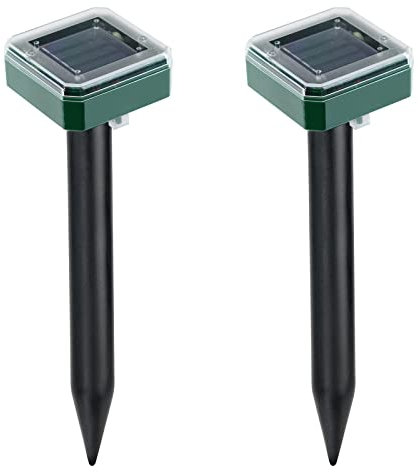 Flintronic 2 Stück Solar Maulwurfabwehr, Ultrasonic Solar Maulwurfschreck, Wasserdicht Solar Maulwurfbekämpfung, Mole Repellent mit IP65, Wühlmausschreck Maulwurf Vertreiber für Den Garten