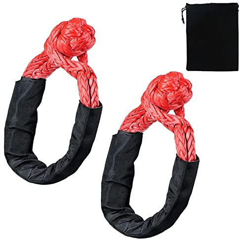 2 Stück Weicher Schäkel, Offroad-Schäkel, Abschleppseil Weicher Schäkel mit Schutzhülle, 17T Bruchfestigkeit, Soft Shackle Rope, für die Bergung von Jeep-Fahrzeugen im Gelände