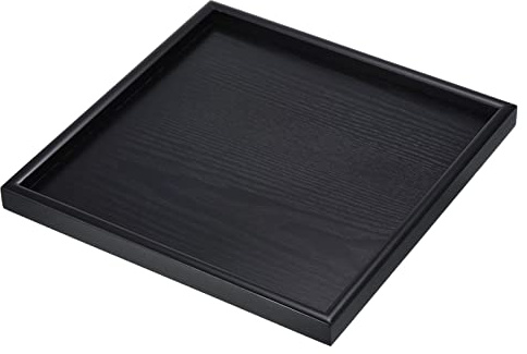 PATIKIL Wood Serving Tray 12 Inch, Square Decorative Platter for Home Decor Kitchen Table Candle Holder, Black