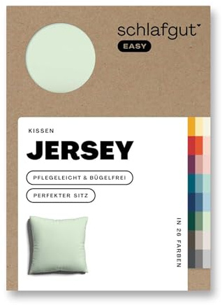 schlafgut Easy Jersey Kissenbezug 40x40 cm 100% Baumwolle, Green Light | Kopfkissenbezug, Kissenhülle, Grün, Jersey, Ton-in-Ton Reißverschluss, bügelfrei, OEKO-TEX, atmungsaktiv