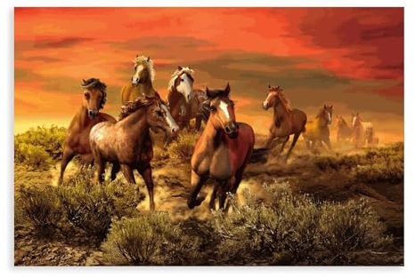 Wandkunst, Pferd, Tierdrucke, laufende Pferde, Gemälde, 2 Leinwand-Poster, Schlafzimmer, Dekoration, Sport, Landschaft, Büro, Raumdekoration, Geschenk, ungerahmt, 20 x 30 cm