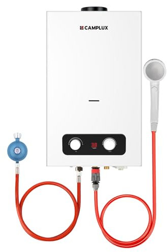 CAMPLUX BD264-DE Gas-Durchlauferhitzer, 10 Liter, LPG, 50 mbar, für Wohnmobil/Camping/Garten/Mobilhäuser/kleine Häuser