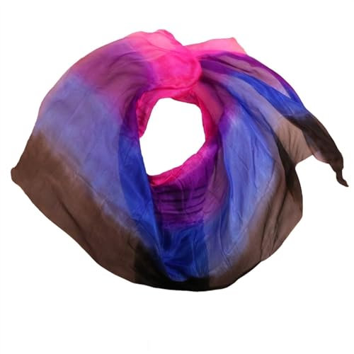 Bauchtanz Seidentuch Echte Seide Bühne Performance Dancewear Zubehör Tie Dye Licht Textur Schleier Schals Frauen Schal Kostüme Bauchtanz Schleier ( Color : As picture-11 , Size : XXL-300cm--114cm )