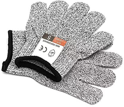 JOLIANE Schnittschutzhandschuhe Schnittfeste Garten-Küchenhandschuhe Grau Schwarz HPPE EN388 Schnittschutz-Arbeitshandschuhe der Stufe 5 - Arbeitshandschuhe(Size XS)