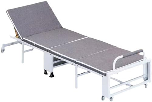 Reisebett Erwachsene Mit Abnehmbarer Matratze Klappbares Bett Aus Stahlrahmen 6-Fach Verstellbare Rückenlehne Bis 150 Kg Belastbar Mit Lenkrollen(Gray,200 * 90 * 30cm)