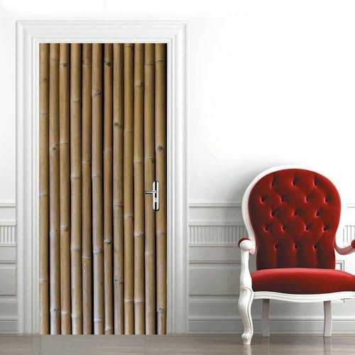 Türtapete Selbstklebend 77x200 cm Türfolie Selbstklebend Bambus Türaufkleber Türposter Bambus Türsticker Fototapete 3D Effekt für Schlafzimmer Wohnzimmer Küche 1712A