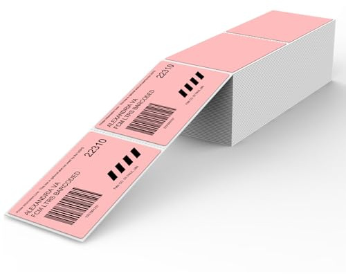 YIKIADA Rosa Versandetiketten 50 x 76 MM Vinyl Selbstklebend Thermo Aufkleber Wasserfester Perforierte Labeldrucker Etiketten für Büro Lager Name Address 500 Stück