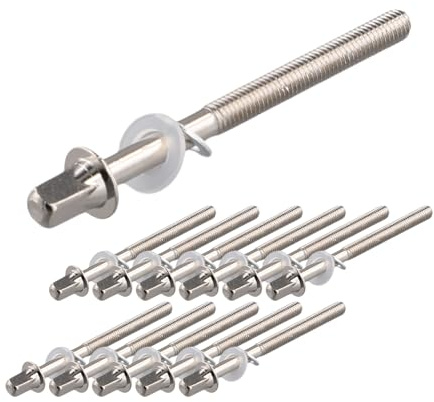 Qwertfeet 12 Stück Trommelspannstangen Spannschrauben Bassdrum Schrauben Set Bass Snare Drum Zubehör Drum Hardware M5x60MM