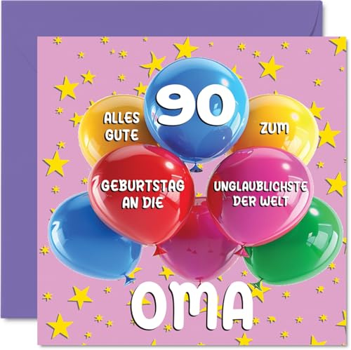 Stuff4 90. Geburtstagskarte Oma, Unglaublichsten der Welt Oma | Geburtstagskarten für 90 Jahre Oma von Enkelin Enkel, 145mm Geburtstag Glückwunschkarten