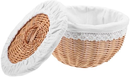 Ciieeo Wicker Weaving Craft Food Basket Large Capacity Bread and Fruit Storage Pure White Lining for Snacks Pastry Home Kitchen and Hotel Dining Table Use