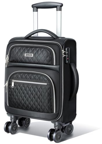 YULEEE Cabin Suitcase for EasyJet Cabin Bag 45x36x20cm - 28L Underseat Carry On Luggage with Detachable Spinner Wheels, Lightweight Softside Travel Bag for Women