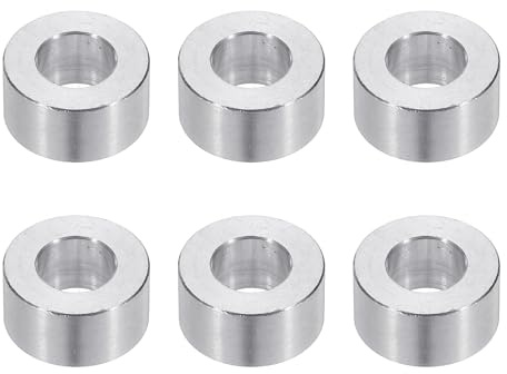 PATIKIL Rondelles en Aluminium M10, 6pcs Entretoise Métallique à Vis Ronde, Rondelle Plate pour Vis Tige Écrous Boulons, Bague d'Écartement en Métal 10.5mm ID x 20mm OD x 12mm Hauteur