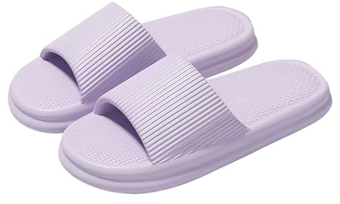 Milaloko Kvinnor Män Duschtofflor Halkfria Badrum Sliders Dusch Sandaler Unisex Slip On Tofflor för Hemmet Badrum Inomhus Pool, Lila, 40/41 EU