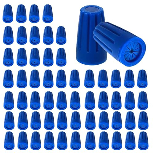 Gibbab Waterproof Outdoor Wire Electrical Connectors,Sealant Twist Nuts Caps Cable Terminal Connector Gel for Landscape Light, Building Application, Wet Location Installation, Medium, Blue, 60PCS