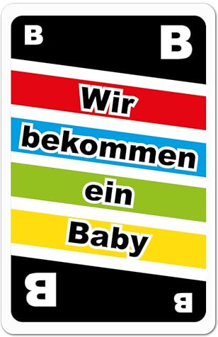 Joli Coon Lustig Schwangerschaft verkünden mit einer kompatiblen Karte | Papier-Sticker, rückstandslos ablösbar, zur Schwangerschaftsverkündung, für Spielkarten
