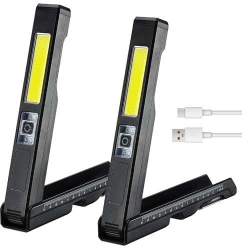 GOEDCH Lampada da Officina a LED: Confezione da 2 Luci da Lavoro, Torcia Elettrica, Luce da Lavoro Girevole a 180° con Magnete e Gancio, Torce Magnetiche LED Ricaricabili per Riparazione Auto