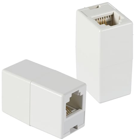Qulkws 2Pcs RJ11 Coupler Phone Line Connector 6P4C Inline Telephone Line Adapter Female to Female for Landline Phone Telephone (White)