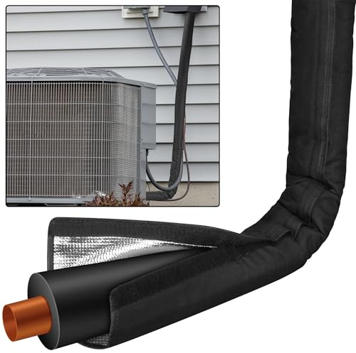 HVAC Copper Pipe Insulation Cover, 72''x10.2'' Outdoor Mini Split AC Heating System Line Foam Tube Protector Sleeve, Flexible Insulation Wrap for Central Air Conditioner and Heat Pump, Black 1PCS