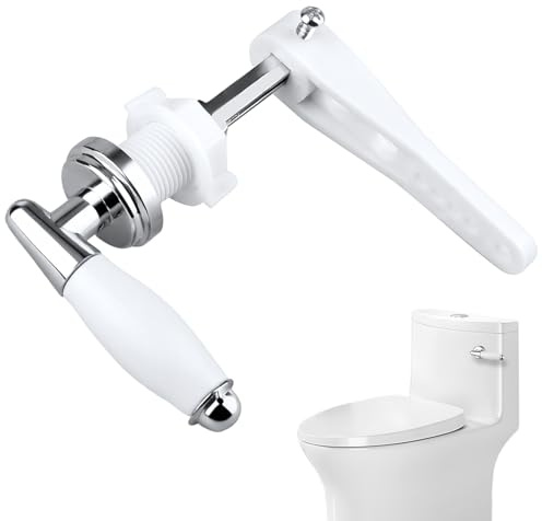Ceramic Toilet Flush Handle, Toilet Handle Replacement Rust-Resistant Chrome Universal Fit Toilets Cistern Handles With Anti-Slip Grip Metal Handles Cistern Lever For Toilets Wc Cistern Tank Lever