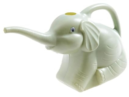 Regadera de elefante de 2 litros, hervidor de jardinería de 30 x 12 x 18 cm con boquilla larga para jardín, césped, ligera, multifuncional, color verde
