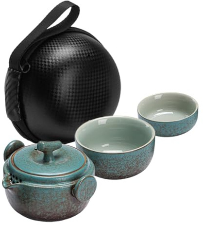 DECORNIJIA Tragbares Reise Tee Satz mit Keramik Kung Fu Teekanne und Teetassen Elegantes Chinesisches Teetassenset für Individuelle Nutzung und Teepartys