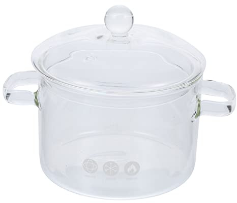 STOBAZA Olla de Vidrio para Cocinar Resistente al Calor con Tapa y Asas Cacerola Transparente para Leche Verduras Sopas y Fideos para Cocina de Inducción