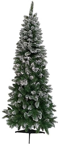Albero di natale 150 cm verde bianco innevato a metà da parete muro slim salvaspazio folto artificiale decorazione natalizia ambienti casa negozio ufficio locali commerciali