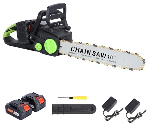 Tronçonneuse Sans Fil 1800W - Batterie 40V, Longueur de Coupe 40 cm, Faibles Vibrations - Idéale pour Taille-Bois Jardin et Préparation Bois de Chauffage